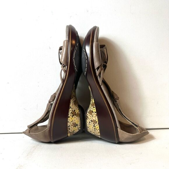 Jambu Sport Wedge Design Leather Cushioned Open Toe Heel Sandals Women 10M Brown - Picture 5 of 12